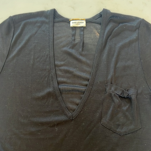 Saint Laurent - plunging shirt in black - Picture 4 of 6